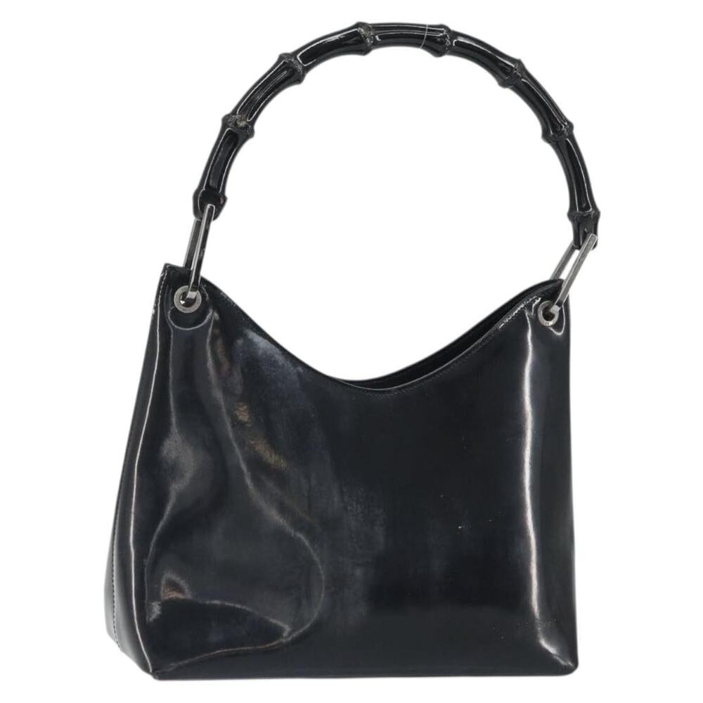 Gucci Bamboo Patent Leather Handbag Silver